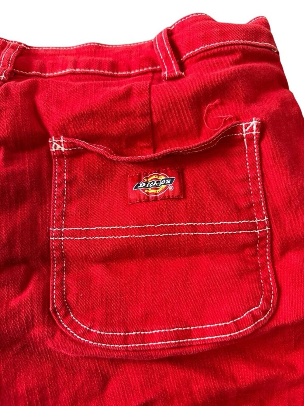 Dickies Red Denim Micro Shorts Women 11/30 Streetwear Utility Y2K Mini Nautical - Picture 5 of 7